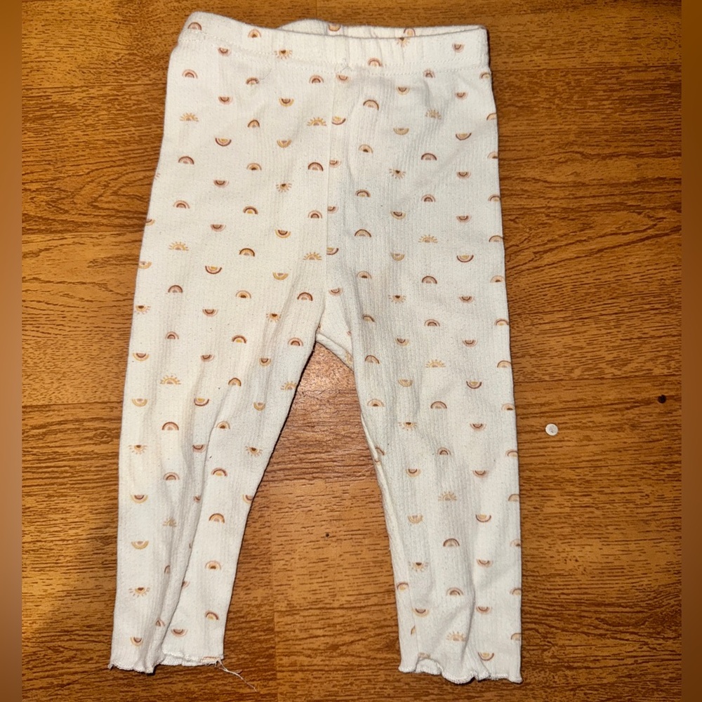 Kids Cream Patterned Leggings rainbows
